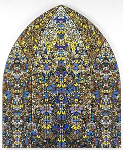 Damien Hirst, Aubade—Crown of Glory, 2006. Butterflies and household gloss on canvas, 115 ⅞ × 96 ⅛ inches (294.2 × 244.1 cm) © Damien Hirst