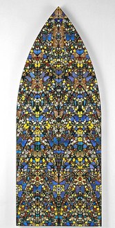 Damien Hirst, This Be the Verse—Mount Zion, 2006 Butterflies and household gloss on canvas, 123 ½ × 48 inches (313.7 × 121.9 cm)© Damien Hirst