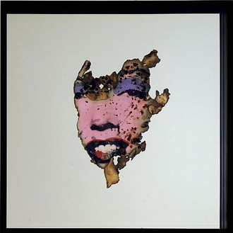 Douglas Gordon, self-portrait of you + me (Marilyn face), 2007 Burned photograph on mirror, in wood frame, 26 ¼ × 26 ¼ × 3 inches (66.7 × 66.7 × 7.6 cm)© Studio lost but found/VG Bild-Kunst, Bonn, Germany