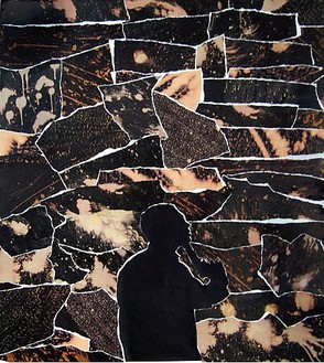 Andisheh Avini, Untitled, 2007 Ripped book pages on board, 21 ½ × 19 ½ inches (53.3 × 48.3 cm)
