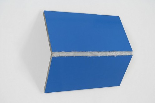 Steven Parrino, Bentoverslime 2, 1995 Enamel and silicon on honeycomb aluminum panel, 44 × 49 ⅛ × 15 inches (111.8 × 124.8 × 38.1 cm)