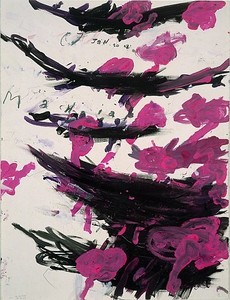 Cy Twombly, Naumackia, 1992. Tempera, pencil on paper, 30 × 22 inches (76.2 × 55.9 cm)