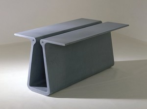 Marc Newson, Extruded Table 2 (grey), 2006. Grey Bardiglio marble, 63 × 35 ⅜ × 28 ¾ inches (160 × 89.9 × 73 cm), edition of 8