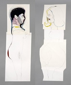 Mike Kelley, Mr. and Mrs. Hermaphrodite (2-Part), 2005. Mixed media, 65 3/16 × 47 5/16 inches framed (165.5 × 120.2 cm)