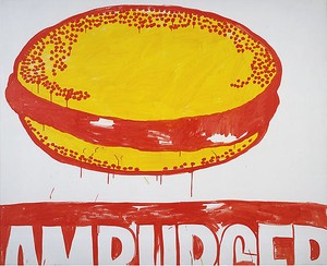 Andy Warhol, Hamburger, 1965–86. Acrylic and silkscreen ink on canvas, 50 × 60 inches (127 × 152.4 cm)