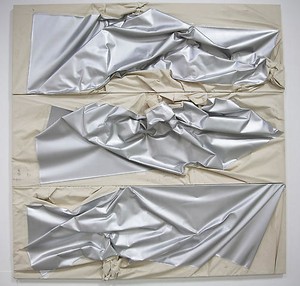 Steven Parrino, 3 Units Aluminum Death Shifter, 1992. Enamel on canvas, 3 elements: 108 ¾ × 106 ¼ × 14 inches overall (276.24 × 270 × 35.56 cm)