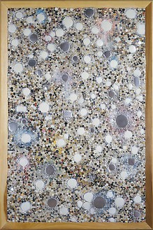 Mike Kelley, Memory Ware Flat # 27, 2001 Paper pulp, tile grout, acrylic, beads, buttons and jewellery on wooden panel, 70 ¼ × 46 ½ × 4 inches (178.4 × 118.1 × 10.2 cm)