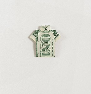 Piotr Uklański, Untitled (T-Shirt), 2002. One United States dollar bill, 2 3/16 × 2 3/16 inches (5.5 × 5.5 cm)