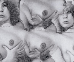 Richard Phillips, Free Base, 2006. Charcoal on paper, 19 ½ × 22 ⅜ inches (49.5 × 56.8 cm) Photo by Rob McKeever