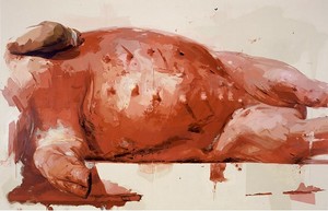 Jenny Saville, Suspension, 2002–03. Oil on canvas, 115 × 178 ⅜ × 3 ¼ inches (292.2 × 453.1 × 8.2 cm)