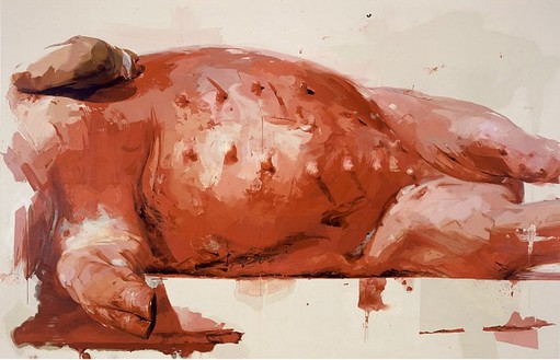 Jenny Saville, Suspension, 2002–03 Oil on canvas, 115 × 178 ⅜ × 3 ¼ inches (292.2 × 453.1 × 8.2 cm)
