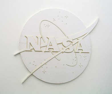 Tom Sachs, NASA Logo 8' (DUB), 2007 Gator-board, sintra, thermal adhesive and resin, 96 × 115 × 2 ½ inches (243.8 × 292.1 × 6.4 cm)