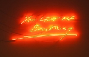 Tracey Emin, You left me breathing, 2007. Neon, cable and transformers, 21 × 56 × 2 inches (53.3 × 142.2 × 5.1 cm), edition of 3 Photo by Douglas M. Parker Studio