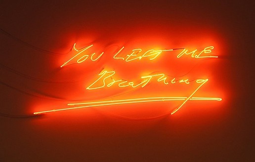 Tracey Emin, You left me breathing, 2007 Neon, cable and transformers, 21 × 56 × 2 inches (53.3 × 142.2 × 5.1 cm), edition of 3Photo by Douglas M. Parker Studio