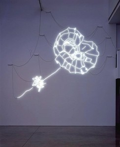 Tracey Emin, White Rose, 2007. Neon, cable and transformers, 146 ½ × 192 ½ × 2 inches (372.1 × 489 × 5.1 cm), edition of 3 Photo by Douglas M. Parker Studio