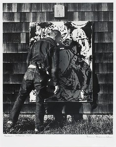 Hans Namuth, J. Pollock with His Work No. 22, 1951, 1951. B &amp; W photograph, 11 × 14 inches (27.9 × 35.6 cm), edition of 90