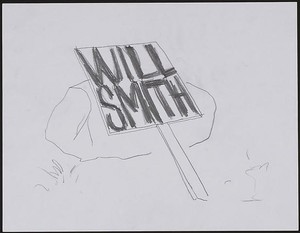 Dan Colen, Group VII: Will Smith (sideways), 2008. Pencil on paper, 11 3/16 × 13 11/16 × 1 ⅜ inches framed (28.4 × 34.8 × 3.5 cm)