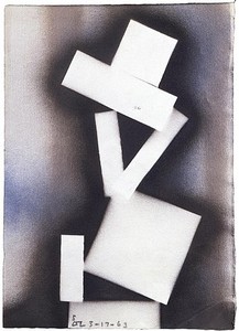 David Smith, 5 ∆∑ 3-17-63, 1963. Spray enamel on paper, 17 ½ × 12 ¾ inches (44.5 × 32.4 cm)