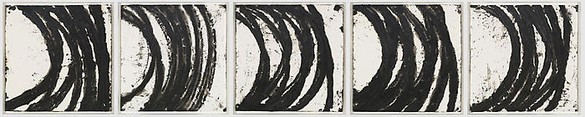 Richard Serra, Drawing in Five Parts, 2005 Paintstick on handmade paper, 5 parts: 40 × 40 inches each (101.6 × 101.6 cm)