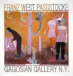 Franz West, Poster Design (Gagosian Gallery), 2008. Collage on paper, mounted on canvas, 79 ⅛ × 75 3/16 inches (201 × 191 cm)