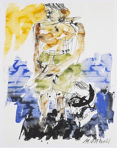 Georg Baselitz, Untitled (11.07.2008), 2008. India ink and watercolor on paper, 26 × 20 ⅛ inches (66 × 51 cm)