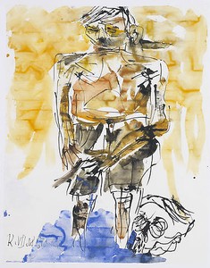 Georg Baselitz, Untitled (12.07.2008), 2008. India ink and watercolor on paper, 26 × 20 ⅛ inches (66 × 51 cm)