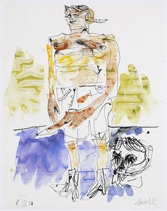 Georg Baselitz, Untitled (08.07.2008), 2008. India ink and watercolor on paper, 26 × 20 ⅛ inches (66 × 51 cm)