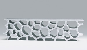 Marc Newson, Low Voronoi Shelf (white), 2008. White Carrara marble, 29 ⅝ × 110-13/16 × 14-13/16 inches (75.2 × 281.5 × 37.5 cm), edition of 8