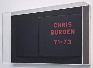 Chris Burden, Chris Burden Deluxe Photo Book, 1974 (view 1). 75 photos framed with hand painted cover, 12 × 12 inches each (30.5 × 30.5 cm), edition of 50