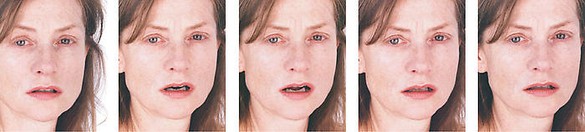 Roni Horn, Untitled (Isabelle Huppert), 2004 Standard Chromogenic print on Fuji Crystal Archive mounted on 1/8" sintra, 5 images: 13 ½ × 11 inches each (34.3 × 27.9 cm); Mounted: 15 × 12 ½ inches each (38.1 × 31.8 cm), edition of 4