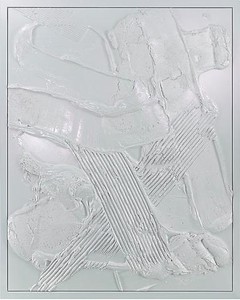 Anselm Reyle, White Earth, 2008. Mixed media on canvas, lacquer on steel frame, 95 ¼ × 75 ⅛ inches (242 × 191 cm)