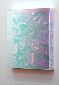 Anselm Reyle, Untitled, 2009. Mixed media on canvas, acrylic glass, 56 ⅜ × 48 × 9 ⅛ inches (143 × 122 × 23 cm)