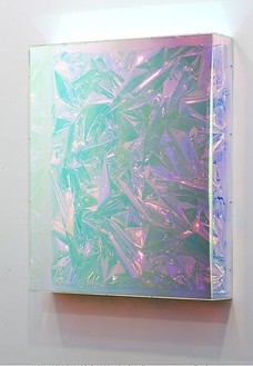 Anselm Reyle, Untitled, 2009 Mixed media on canvas, acrylic glass, 56 ⅜ × 48 × 9 ⅛ inches (143 × 122 × 23 cm)