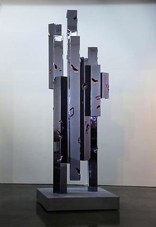 Anselm Reyle, Untitled, 2009 Steel, LED, concrete base, 163 × 55 ⅛ × 55 ⅛ inches (414 × 140 × 140 cm)Photo by Anselm Reyle