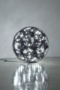 Carsten Höller, Black Double Sphere, 2008. Acrylic glass, bearing, 90 light bulbs, sockets, DMX controller, cables, Diameter: 86 ½ inches (220 cm) Photo by Joshua White