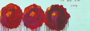 Cy Twombly, The Rose (IV), 2008. Acrylic on plywood, 99 ¼ × 291 ⅜ inches (252 × 740 cm) © Cy Twombly Foundation
