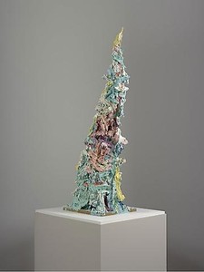 Glenn Brown, If you know how to get here, please come, 2009. Oil paint on acrylic over plaster and metal armature, 58 × 19 ¾ × 16 ¼ inches (147 × 50 × 41 cm) © Glenn Brown