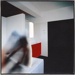 Richard Hamilton, Bathroom - fig. 1, 1997. Oil on Cibachrome print on canvas, 19 ¾ × 19 ¾ inches (50 × 50 cm)