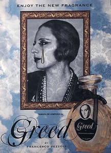Francesco Vezzoli, Enjoy The New Fragrance (Tamara De Lempicka for Greed), 2009. Inkjet, wool, cotton, metallic embroidery and custom jewelry on brocade, 70 ⅞ × 51 3/16 inches (180 × 130 cm)