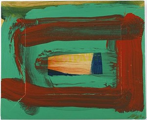 Howard Hodgkin, Embrace, 2008–09. Oil on wood, 10 ¼ × 12 ¾ inches (26 × 32.4 cm) © Howard Hodgkin Estate