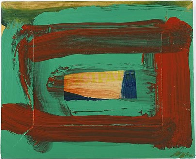 Howard Hodgkin, Embrace, 2008–09 Oil on wood, 10 ¼ × 12 ¾ inches (26 × 32.4 cm)© Howard Hodgkin Estate