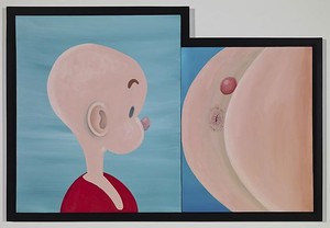 Mike Kelley, Twin Henrys, 2009. Acrylic on canvas, 26 ¼ × 38 ¼ inches (66.7 × 97.2 cm)