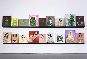 Mike Kelley, Naked Majas (Bettelheims' Genital), 2008–09. Acrylic on canvas, wood, enamel, 70 ½ × 192 × 4 ½ inches (179.1 × 487.7 × 11.4 cm)