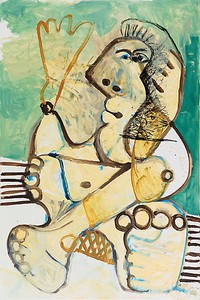 Pablo Picasso, Femme, 1972. Oil on canvas, 76 ¾ × 27 ½ inches (195 × 130 cm) © 2009 Estate of Pablo Picasso/Artists Rights Society (ARS), New York