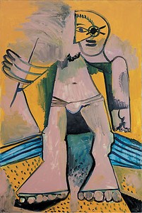 Pablo Picasso, Personnage, 1971. Oil on canvas, 76 ¾ × 27 ½ inches (195 × 130 cm) © 2009 Estate of Pablo Picasso/Artists Rights Society (ARS), New York