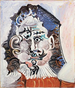 Pablo Picasso, Tête d’homme du 17ème siècle de face, 1967. Oil on canvas, 25 ½ × 21 ½ inches (65 × 54.5 cm) © 2009 Estate of Pablo Picasso/Artists Rights Society (ARS), New York
