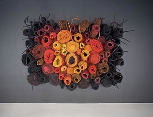 Piotr Uklański, Untitled (Monster), 2009. Jute, linen, sisal and aluminum, 78 × 117 × 27 ¼ inches (198 × 297 × 69 cm)