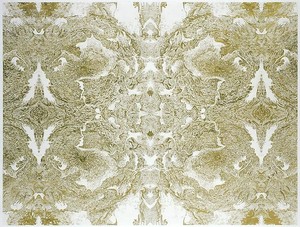 Richard Wright, Untitled (6.1.08), 2008. Gold leaf on paper, 32 3/16 × 42 ⅞ inches (81.8 × 109 cm)