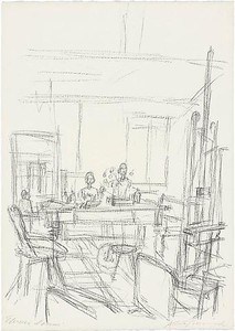 Alberto Giacometti, Sculptures dans l’atelier à Stampa, 1965. Lithograph, 22 × 15 ½ inches (56.2 × 39.7 cm) © Succession Alberto Giacometti (Fondation Giacometti + ADAGP), Paris 2010