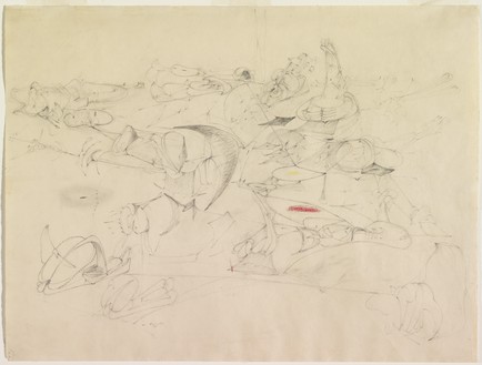 Arshile Gorky, Virginia Summer, 1946 Graphite and crayon on paper, 18 ½ × 24 ½ inches (47 × 62.2 cm)